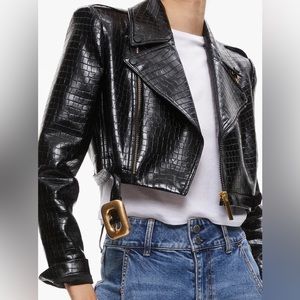 KRISHNA CROPPED MOTO VEGAN LEATHER JACKET